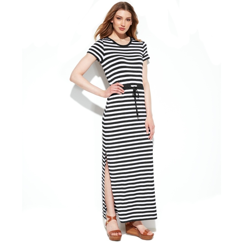 Michael Kors Striped Maxi Drawstring Dress